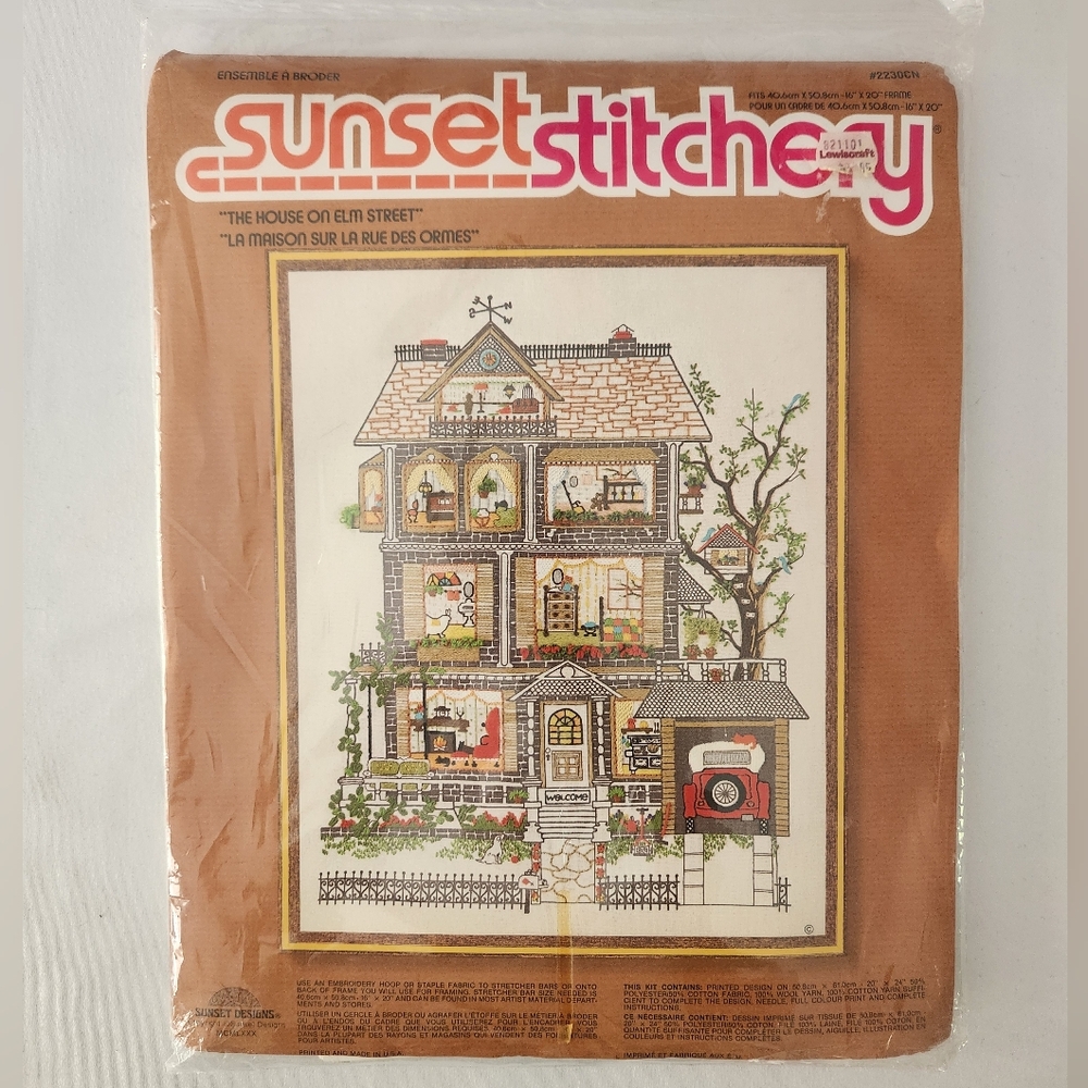 Vintage Sunset Stitchery "The House On Elm Street" - 1980 NEW